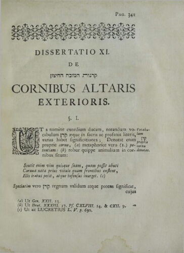 Dissertatio de cornibus altaris exterioris